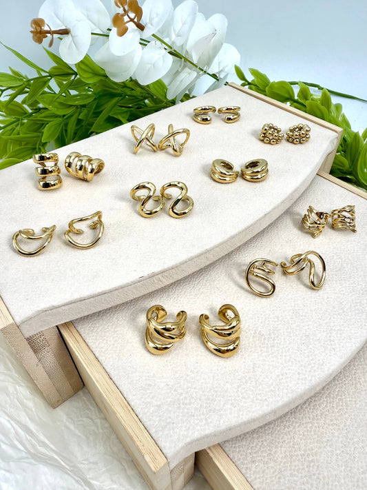Set of 10 stainless steel ear cuffs SET288