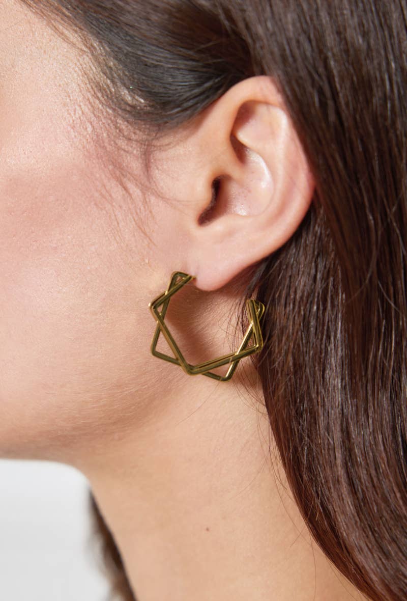 Boucles d'oreilles demi créoles en acier inoxydable 124DY11