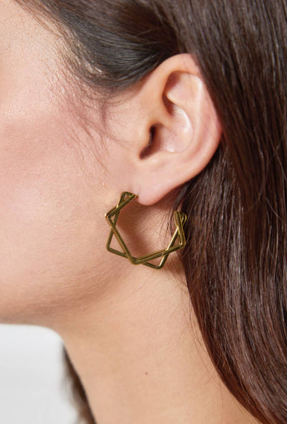 Boucles d'oreilles demi créoles en acier inoxydable 124DY11