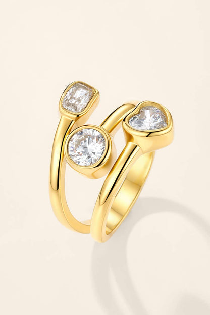 Bague triple bandes à zircons en acier inoxydable 424AQ521