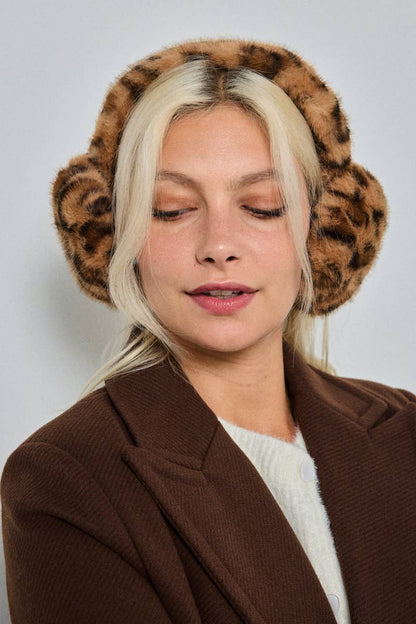 Leopard faux fur earmuffs CC10
