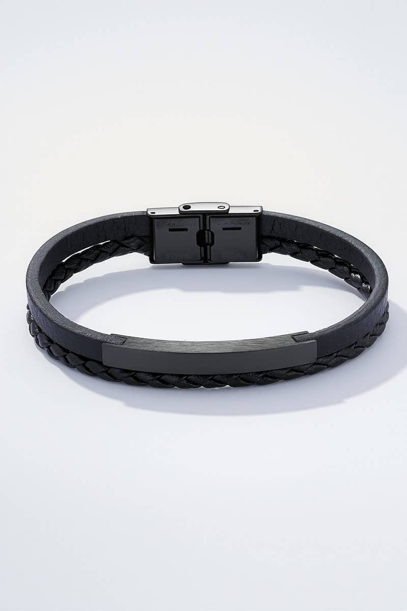 Leather and stainless steel bracelet 324OP72