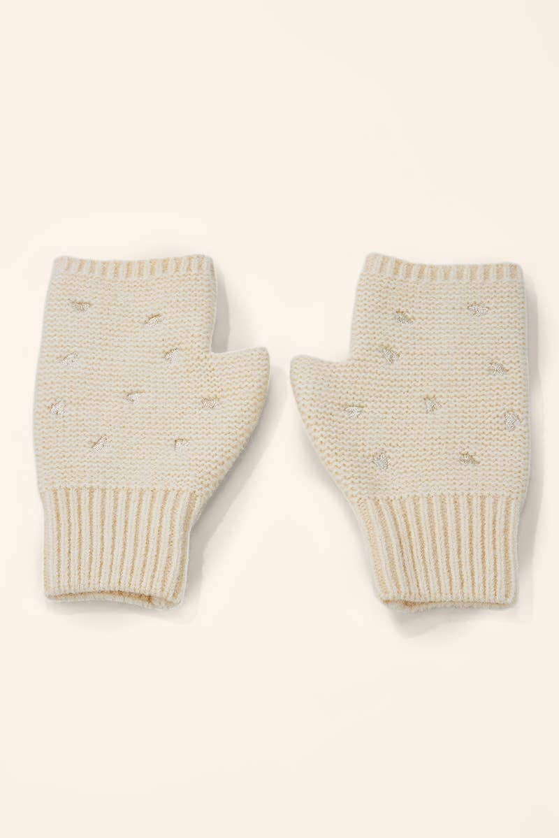 Knitted mitten with small embroidered hearts MT201SD