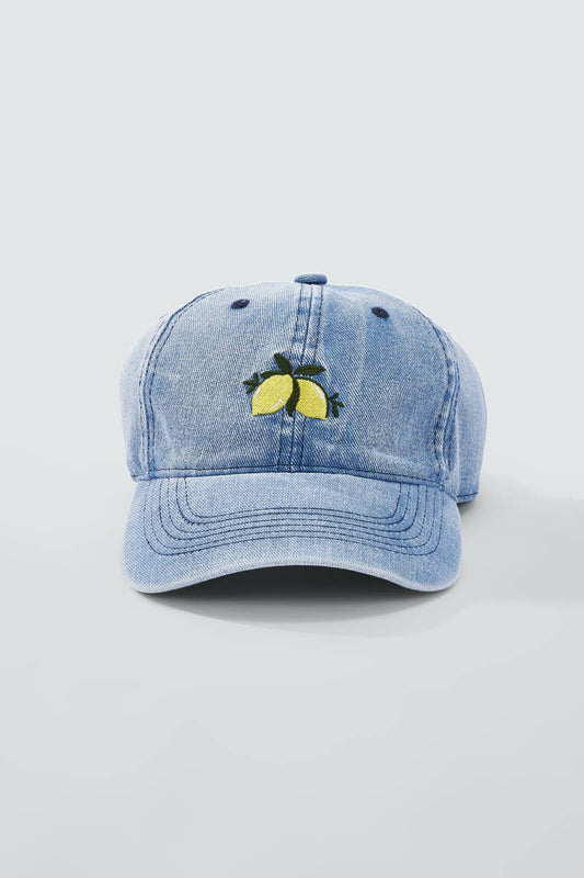 Cotton cap with lemon embroidery MJ323HK