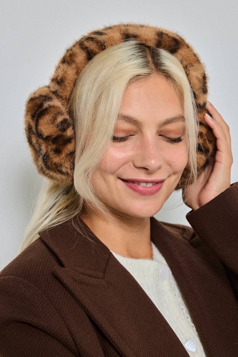 Leopard faux fur earmuffs CC10