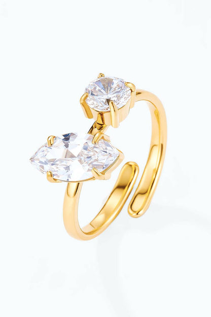 Stainless steel ring with marquise and round zircons 424AQ341
