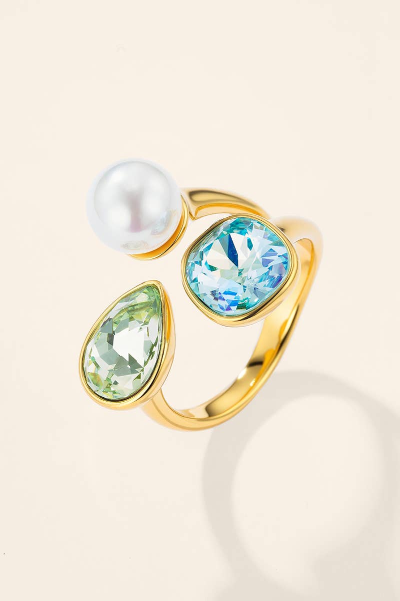 Bague triologie avec perle en acier inoxydable 424AQ383