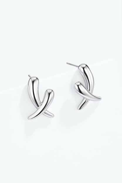Stainless steel crossover earrings 124AQ665