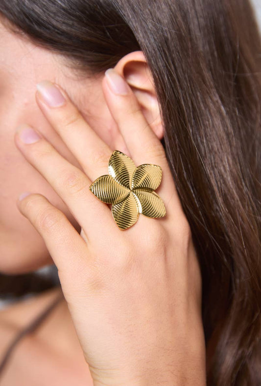Bague fleurs en acier inoxydable 424YC67