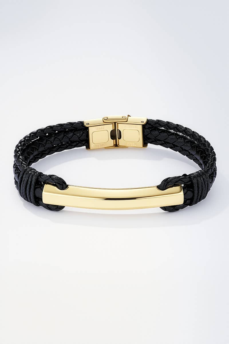 Leather and stainless steel bracelet 324OP89