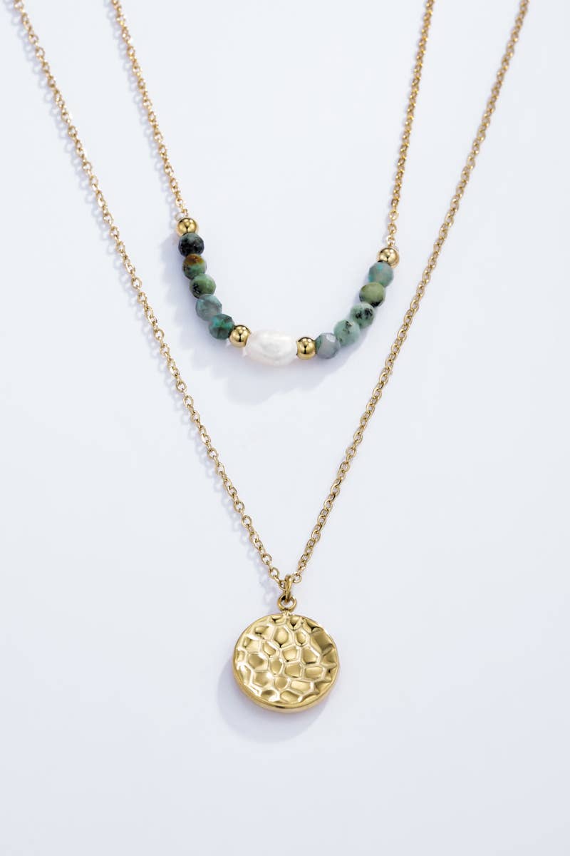 Collier double chaînes en acier inoxydable 224RX04