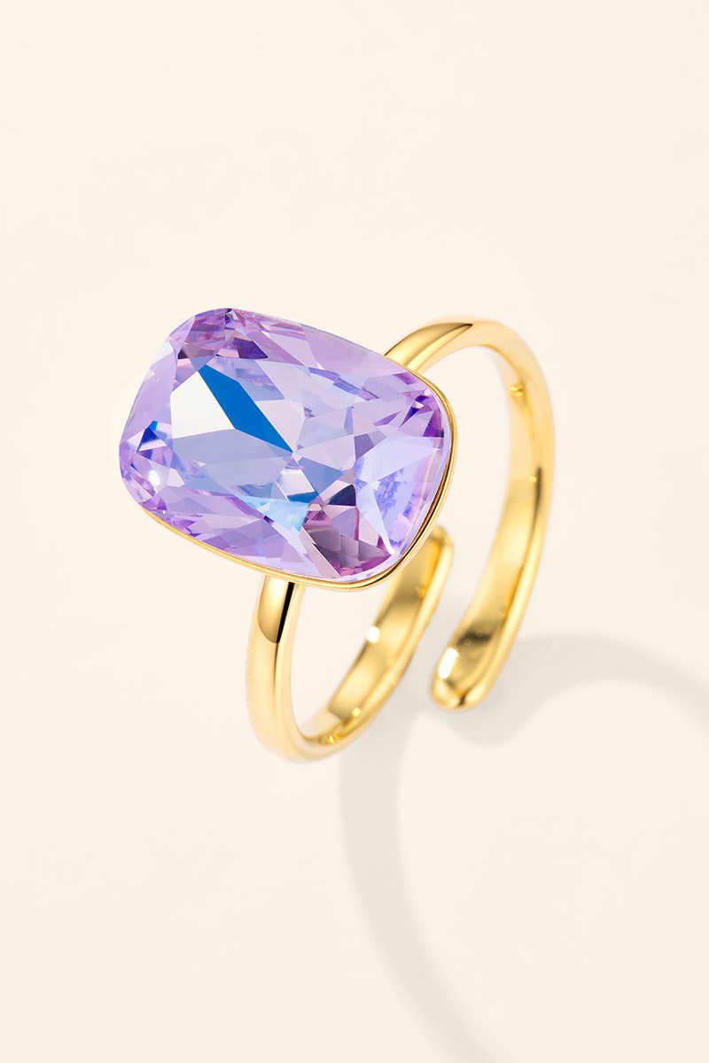 Cushion-cut purple solitaire stainless steel ring 424AQ531