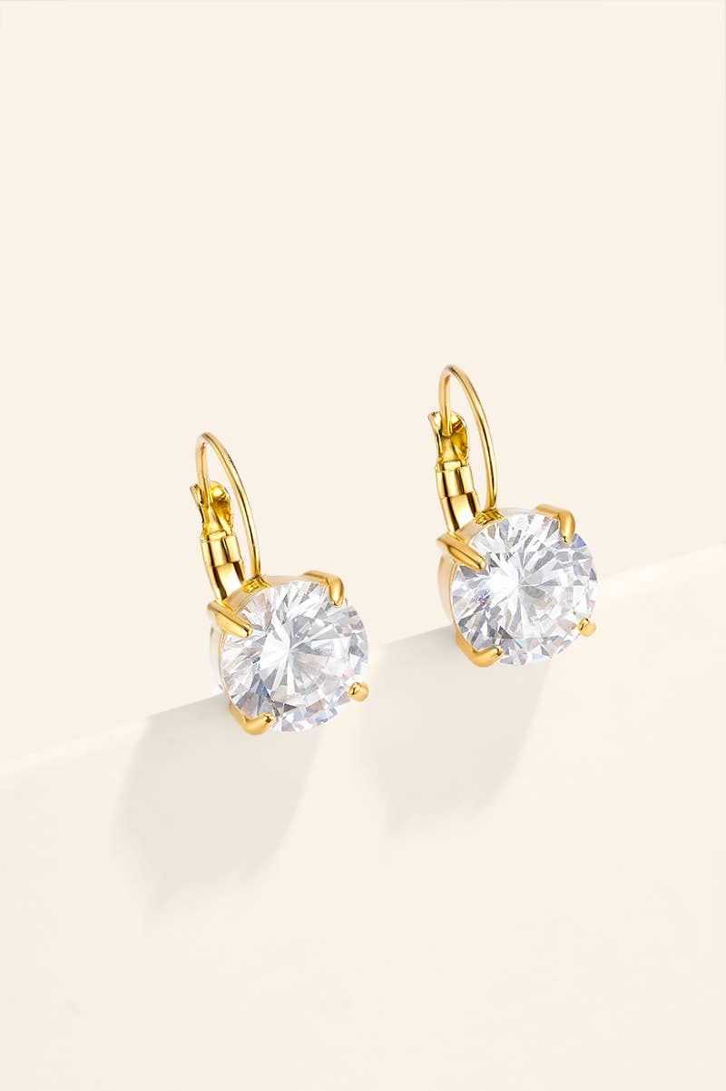 Boucles d'oreilles zircon rond en acier inoxydable 124AQ735