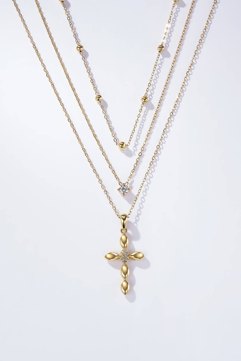 Triple chain stainless steel necklace 224AQ218