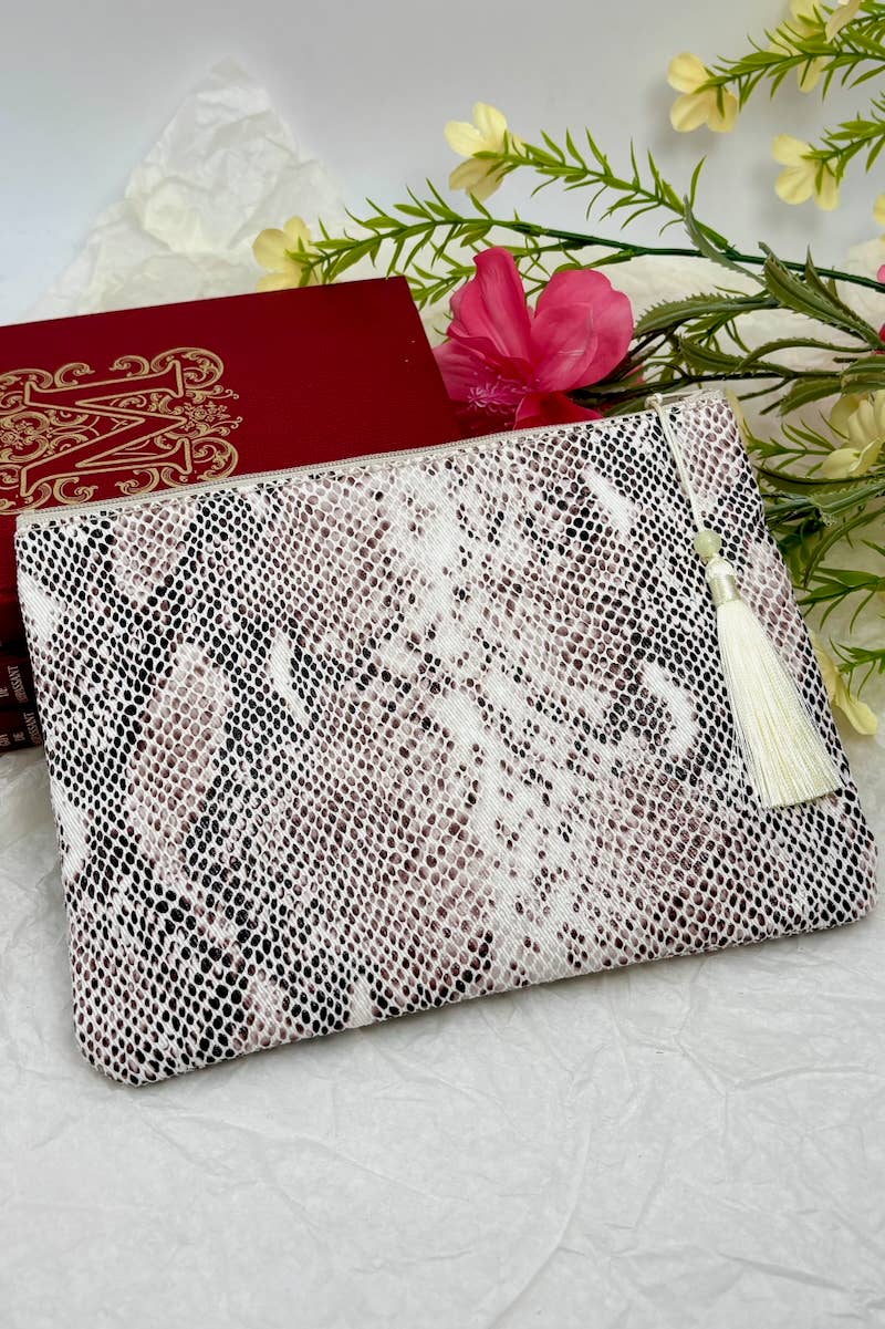 Trousse à maquillage en coton effet serpent CY107DM