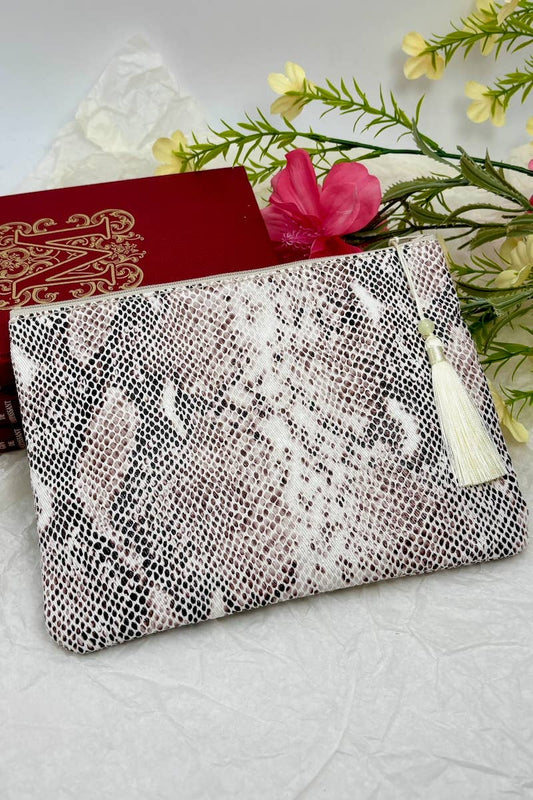 Trousse à maquillage en coton effet serpent CY107DM