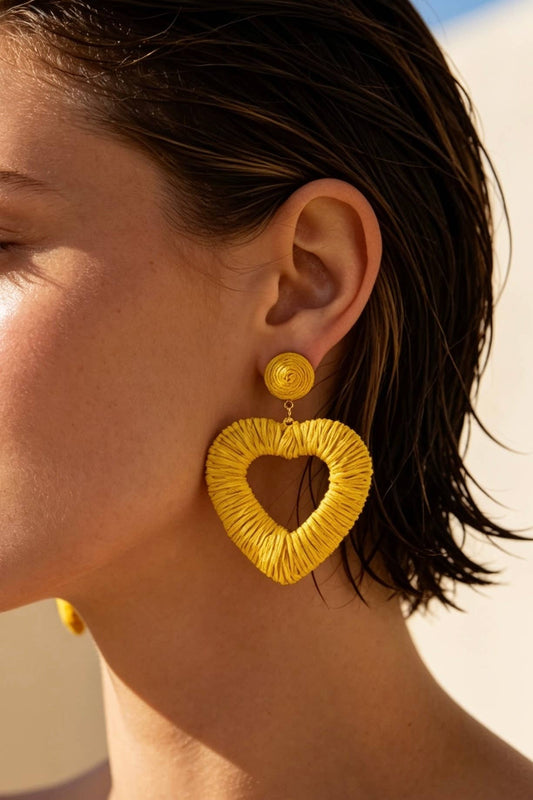 Boucles d'oreilles en paille avec puce acier 124NN10