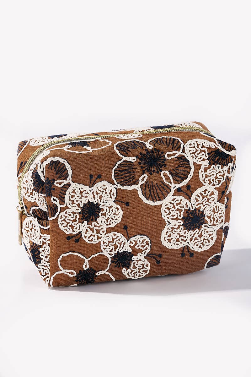 Trousse de maquillage avec fleurs brodées CY231JH