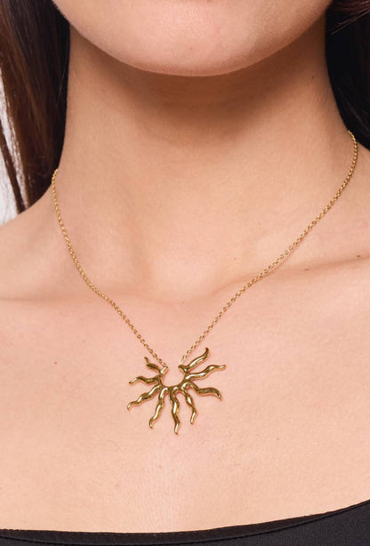Stainless Steel Sunbeam Necklace 224AQ139