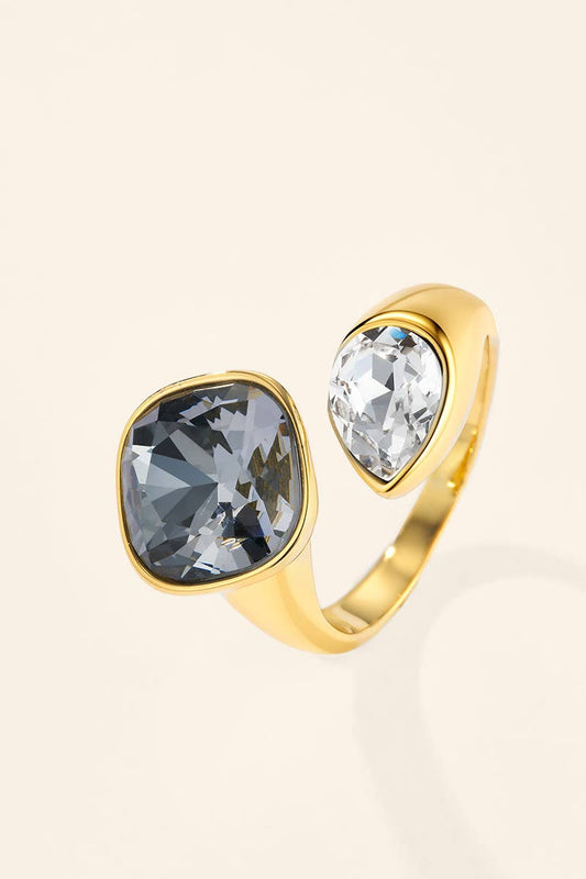 Bague Toi & Moi à zircons en acier inoxydable 424AQ518