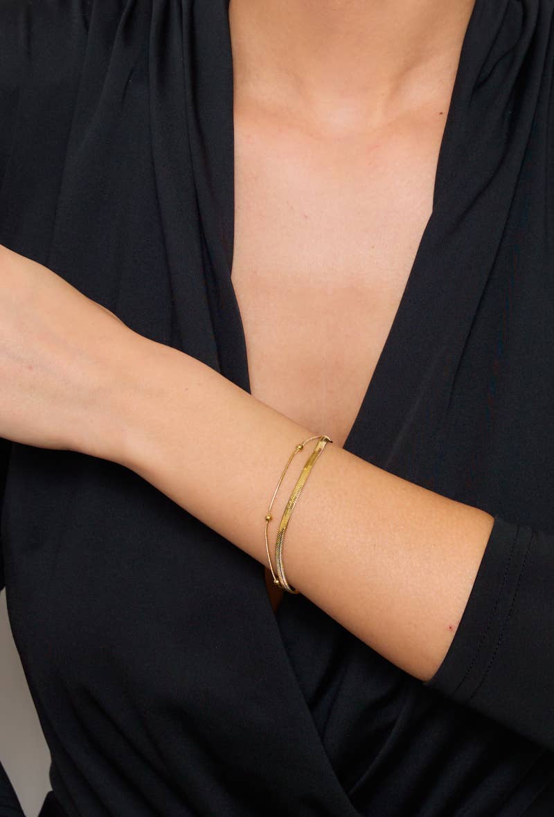 Bracelet double en acier inoxydable 324AQ08