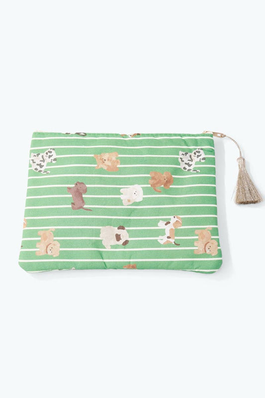 Pochette trousse rayée à motif chiens 21x16 cm CY64