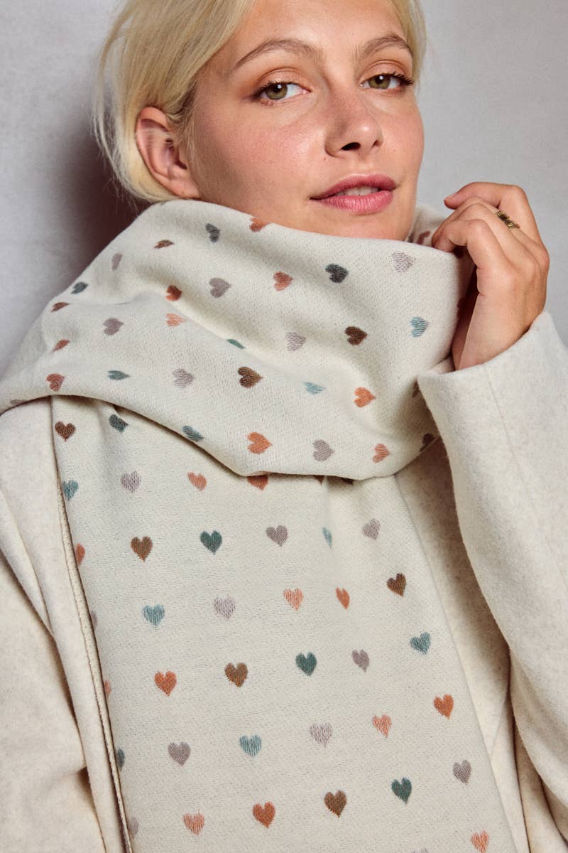 Reversible heart pattern scarf FL209DF