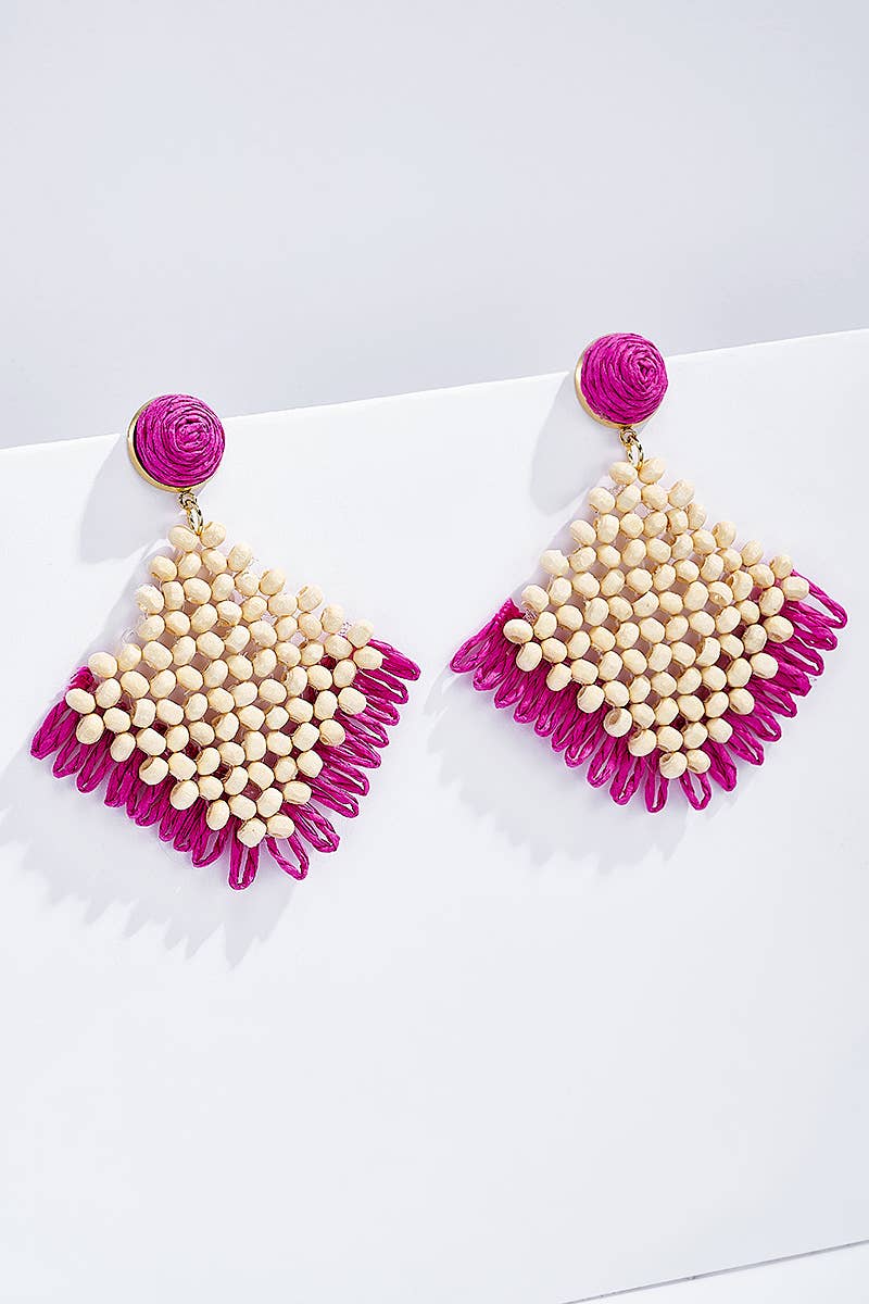 Straw earrings with steel stud 124NN01