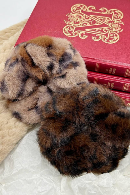 Leopard faux fur scrunchie FQ9YJ