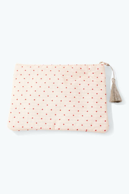 Pochette trousse à motif coeurs 21x16 cm CY69