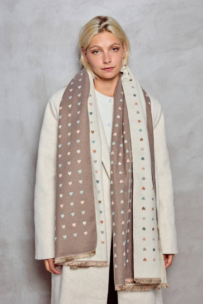 Reversible heart pattern scarf FL209DF
