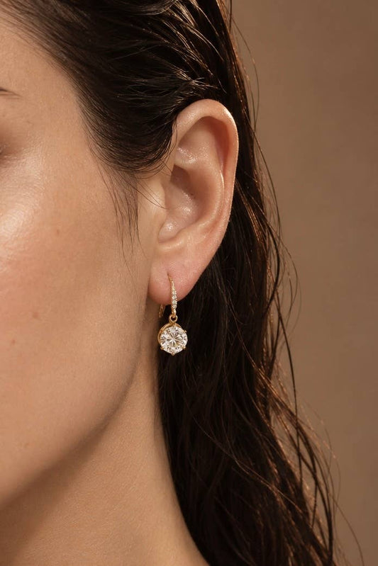 Boucles d’oreilles pendantes zircon en acier 124AQ817