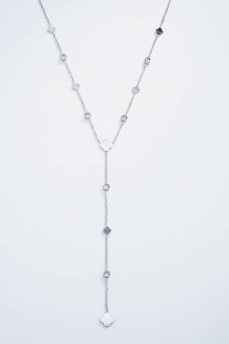 Collier long avec strasses en acier inoxydable 224RX01