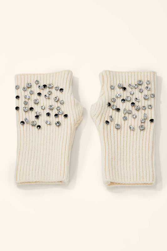 Rhinestone-knitted mitten MT205SD