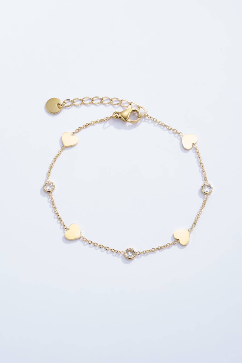 Bracelet fin avec cœurs et strasses 324AQ10