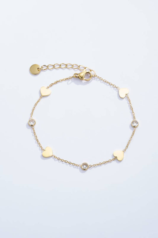 Bracelet fin avec cœurs et strasses 324AQ10