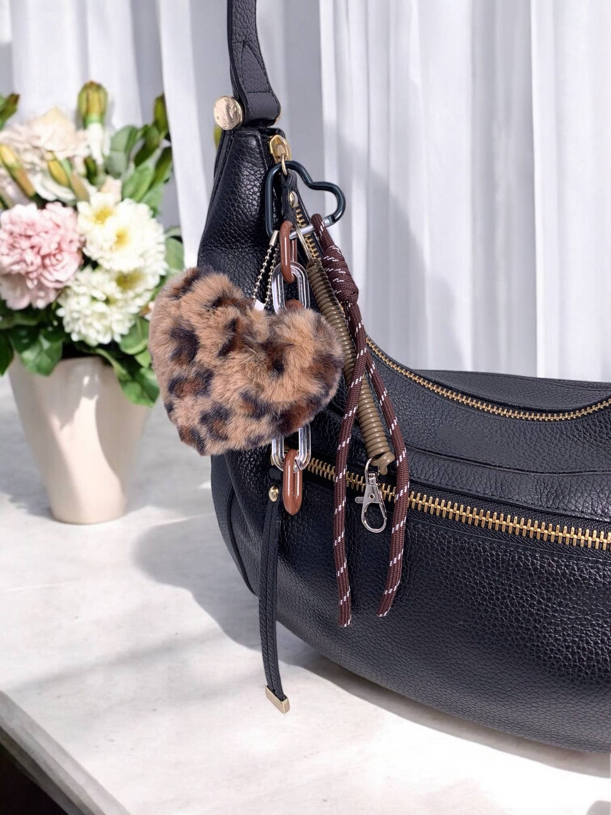 Grigri de sac et porte-clé Cœur léopard PC09