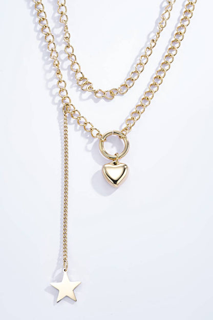 Collier double avec étoile et cœur 224AQ37