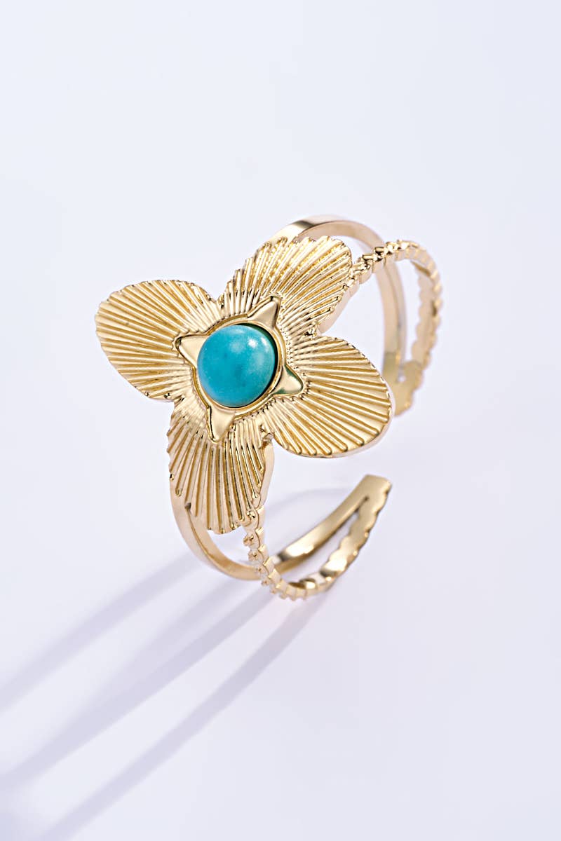 Stainless steel ring with colored stone 424RX110