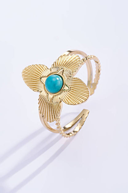 Stainless steel ring with colored stone 424RX110