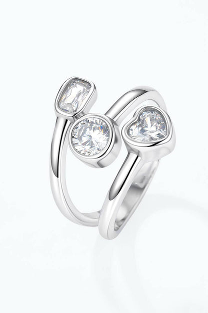 Bague triple bandes à zircons en acier inoxydable 424AQ521