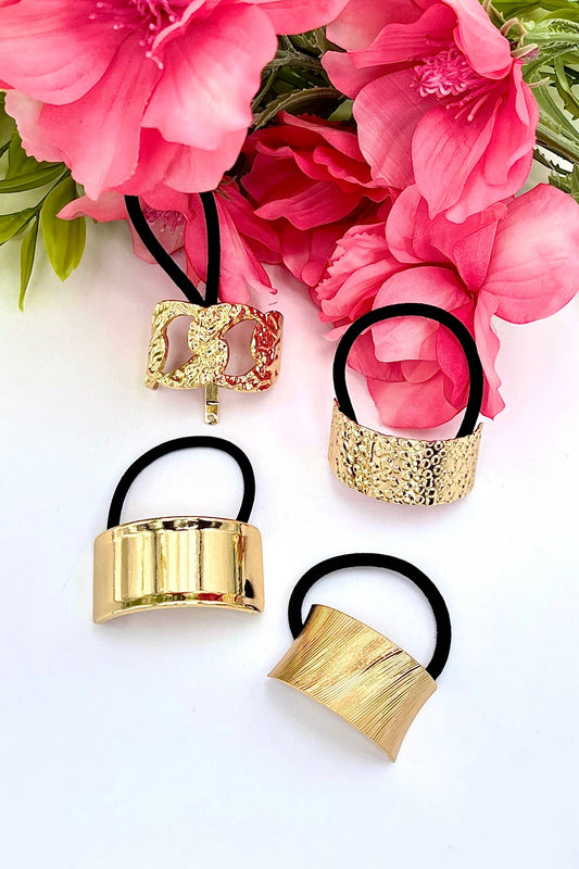 Set de 4 chouchous élastiques avec métal ST61