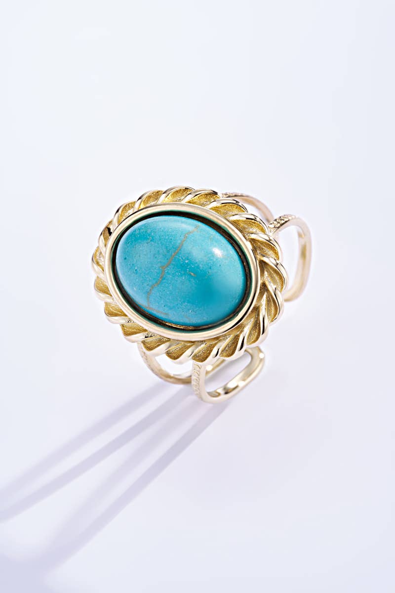 Bague avec pierre coloré en acier inoxydable 424RX92