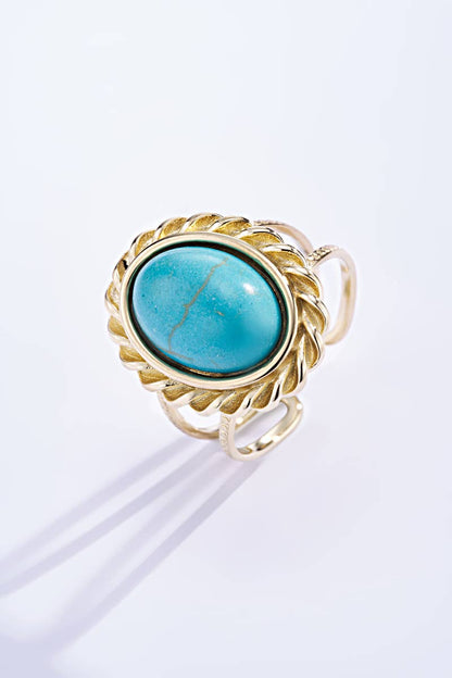 Bague avec pierre coloré en acier inoxydable 424RX92
