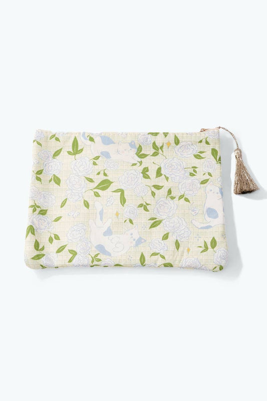 Striped cat-patterned pouch 21x16 cm CY61