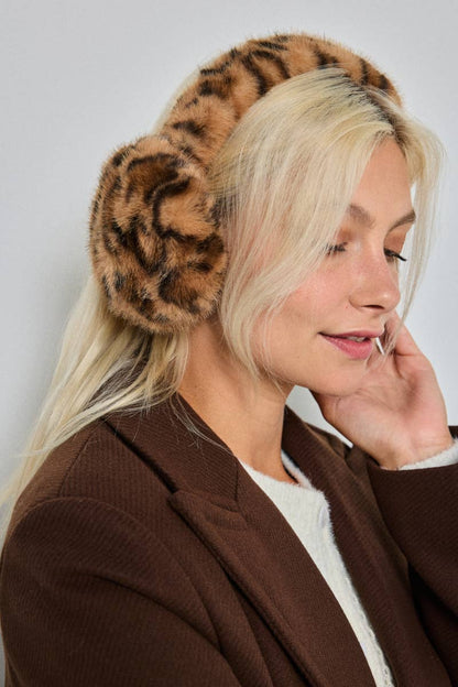 Leopard faux fur earmuffs CC10