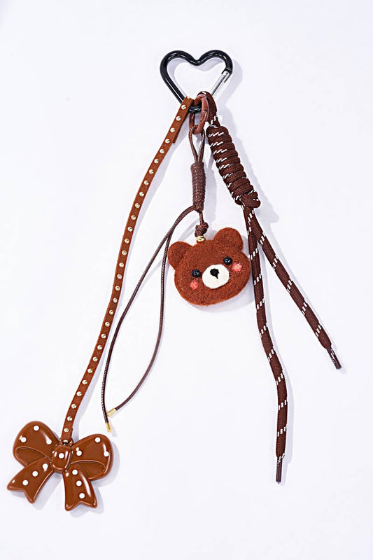 Teddy bear and bow bag charm and keychain PC56