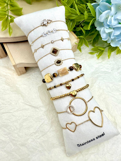 Set of 10 stainless steel bracelets without display stand SET337