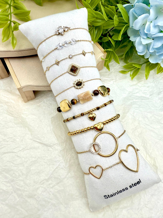 Set 10 bracelets en acier inoxydable sans présentoir SET337