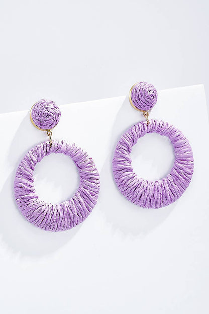 Straw earrings with steel stud 124NN06